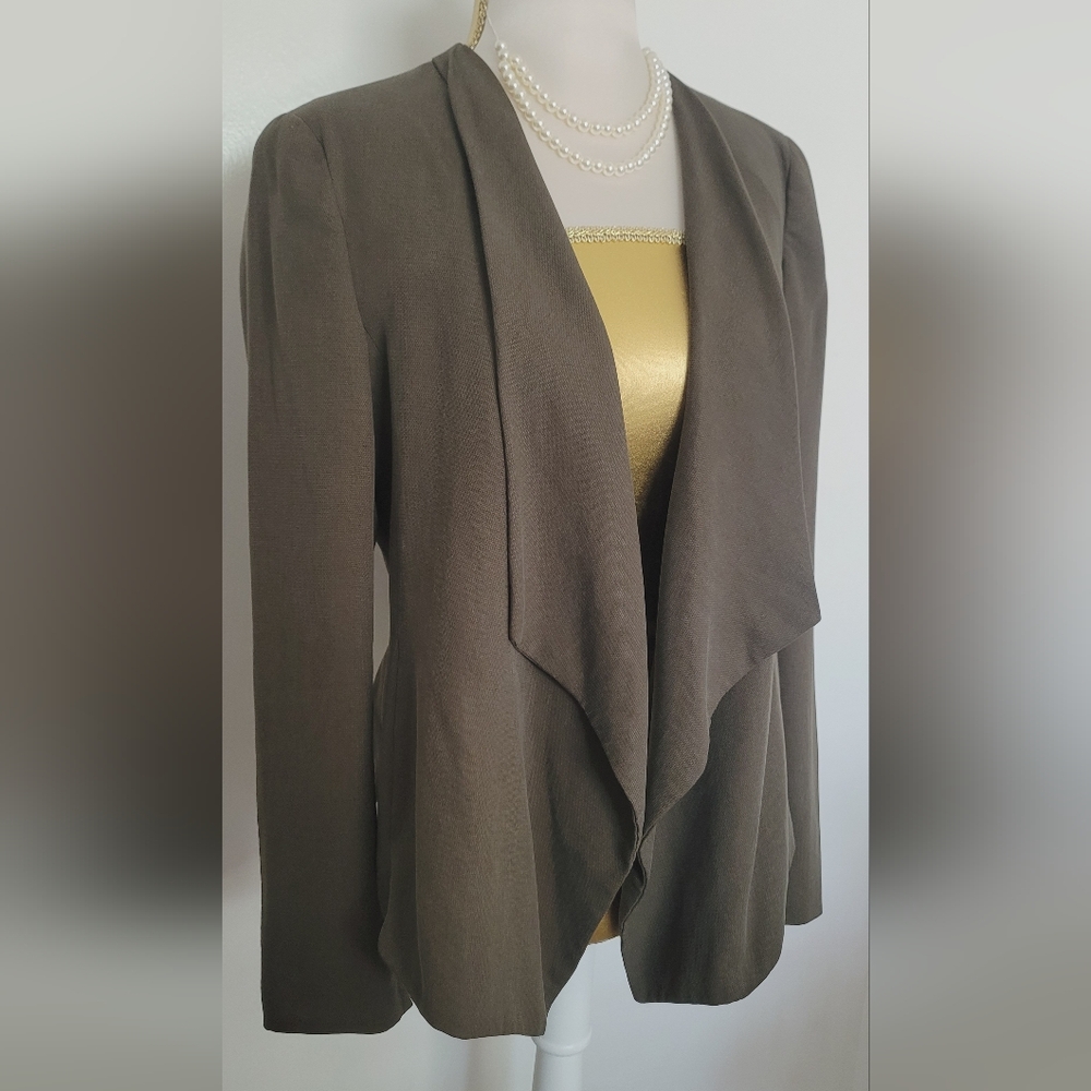 Zara Basic Green Draped Front Blazer - image 4